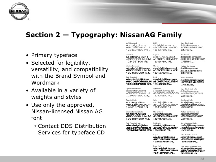 Nissan AG Font
