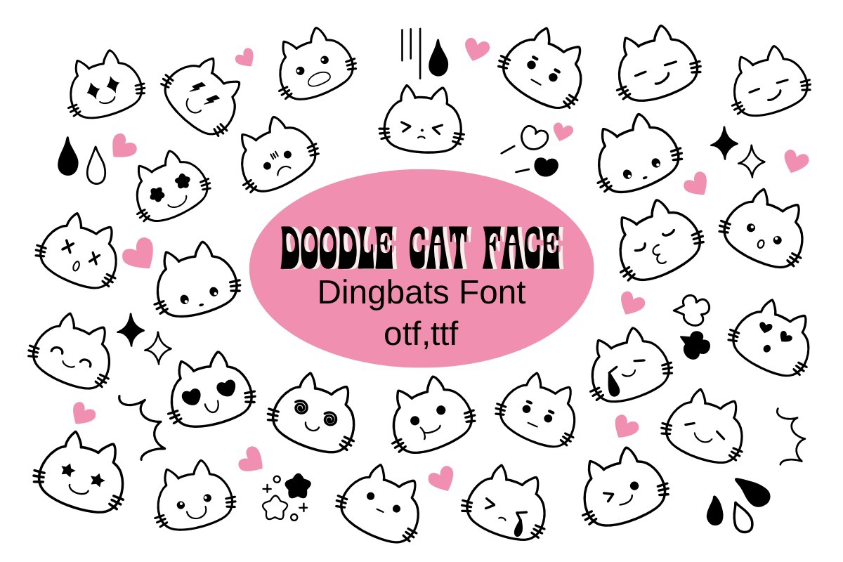 Doodle Cat Face Font