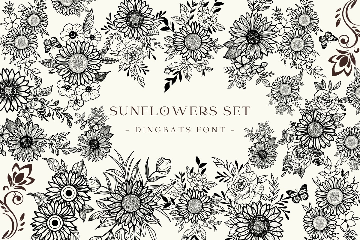 Sunflowers Set Font