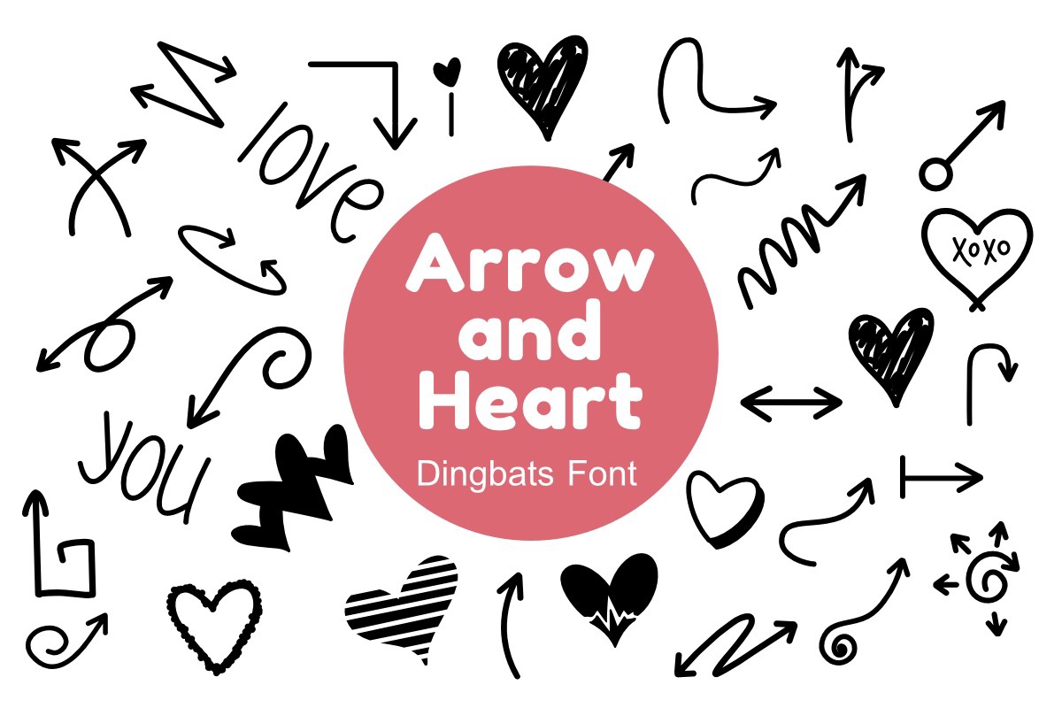 Arrow and Heart Font